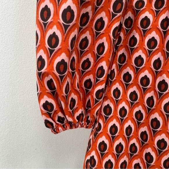 Zara Printed Short Dress Orange - Size Small - Picture 6 of 8